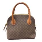 セリーヌ CELINE マカダム柄 ミニハンドバッグ PVC レザー 茶 ダークブラウン ☆AA★ レディース