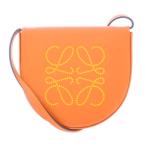 ショッピングロエベ ロエベ LOEWE アナグラム ヒールポーチスモール ポシェット ショルダーバッグ レザー ロゴ バイカラー 茶 ブラウン 黄色