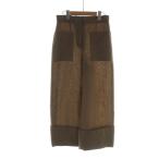 フェンディ FENDI ワイドパンツ スラックス ジップフライ ロゴ モヘヤ 38 S 茶 ブラウン ■GY19 /MQ レディース
