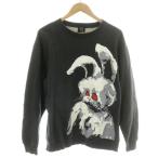 アレキサンダーマックイーン ALEXANDER MCQUEEN Thunder Black Angry Bunny Sweater スウェット トレーナー 長袖 プリント ウサギ フェード