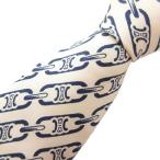 ショッピングセリーヌ セリーヌ CELINE ネクタイ ワイドタイ 総柄 白 ホワイト 紺 ネイビー /AE ■GY47 メンズ