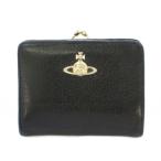 ヴィヴィアンウエストウッド 二つ折り財布 コンパクトウォレット がま口 レザー オーブ ロゴ レザー スクエア 黒 /BB