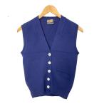 ショッピングイヴサンローラン イヴサンローラン YVES SAINT LAURENT 100％カシミヤ ニット ベスト 前開き 2 ネイビー ☆AA★ レディース