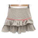 メゾピアノ mezzo piano フレアスカート 130 ミニ ロゴ ラメ グレー /AE ■GY14 キッズ