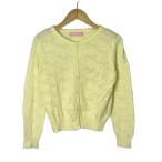 メゾピアノ mezzo piano 花ボタン リボン カーディガン 長袖 女の子 S 140 黄色 イエロー ■GY14 キッズ