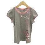 ショッピングメゾピアノ メゾピアノ mezzo piano 半袖Tシャツ カットソー レース プリント ハート柄 女の子 150 グレー ピンク ■GY14 キッズ
