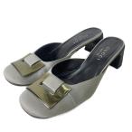 グッチ GUCCI メタルバックル ミュール パンプスサンダル パンプス 37C グレー レディース