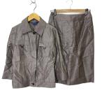  Keith KEITH выставить жакет узкая юбка лен linen. колено длина 36 38 серый женский 