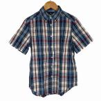  Ralph Lauren RALPH LAUREN рубашка tops короткий рукав проверка Logo вышивка синий голубой M Kids 