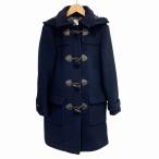 ブルックスブラザーズ BROOKS BROTHERS 2WAY ダッフルコート ウール100% 牛革 紺 ネイビー 2 M相当 レディース