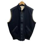 ダンヒル dunhill SPORT リバーシブル フリースベスト トップス Lサイズ ネイビー アイボリー メンズ