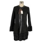  не использовался товар Karl donohyu-KARL DONOGHUE мутоновое пальто двусторонний кожа натуральный мех черный S с биркой женский 