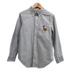  Ralph Lauren RALPH LAUREN кнопка down рубашка длинный рукав Logo Mark вышивка Junior темно-синий серия серый серия размер M Kids 