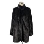 ミンクコート リバーシブル リアルファー 毛皮 MINK レザー 黒 ブラック M レディース