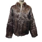 ショッピング毛皮 EMBA ウィーゼルファー 毛皮 ジップブルゾン ジャケット リアルファー ブラウン Lサイズ相当 メンズ
