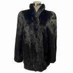 ショッピング毛皮 ブラックミンク MINK 毛皮コート リアルファー アウター 13号 XL相当 レディース