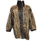 ショッピング毛皮 ミンク MINK 毛皮 縞模様 ロングコート リアルファー ブラウン 13号 XLサイズ相当 レディース