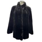 ショッピング毛皮 ミンク MINK 毛皮 ロングコート 裏地刺繍 リアルファー ブラック 9号 Mサイズ相当 レディース