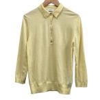 ショッピングzara ザラ ZARA ポロ襟ニットシャツ 七分袖 メリノウール パステルイエロー サイズS   レディース