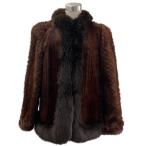  SaGa норка SAGA MINK норка мех лисы меховое пальто натуральный мех темно-коричневый 11 L соответствует женский 