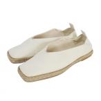 ジルサンダー JIL SANDER スクエアトゥ エスパドリーユ レザーシューズ 38 白 ホワイト レディース