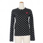 プレイコムデギャルソン PLAY COMME des GARCONS ハートワッペン ドット プリント カットソー Tシャツ 長袖 S 黒 ブラック AZ-T165