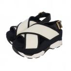 マルニ MARNI テックファブリック クリスクロス サンダル プラットフォーム  厚底 36 白 黒 ホワイト ブラック レディース