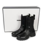 未使用品 ディースクエアード DSQUARED2 23AW D2 Statement レザー チェルシーブーツ サイドゴアブーツ 靴 38 ブラック 黒 S83AB0183 国内