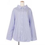 バレンシアガ BALENCIAGA Swing Collar Shirt ストライプ スイングカラー シャツ ブラウス 長袖 34 青 白 ブルー ホワイト 518189