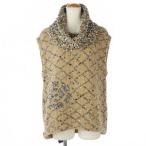 ショッピングシャネル シャネル CHANEL 01AW カメリア ツイード カシミヤ混 タートルネックニット ベスト 42 ベージュ 01A P18082V00973 レディース