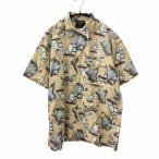 ラルフローレン チャップス CHAPS 美品 セーリング柄 ヨット柄 シャツ カジュアル 半袖 L ベージュ グレー系