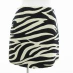 セリーヌ CELINE ヴィンテージ ミニスカート 台形 ゼブラ柄 36 黒 ブラック /VU□ 0412 レディース