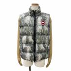 カナダグース CANADA GOOSE 美品 Cypress Vest ダウンベスト 総柄 ロゴ ダブルジップ 2237LP S グレー系 マルチカラー