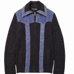 ドルチェ&ガッバーナ ドルガバ DOLCE&GABBANA デニム切替 ドライバーズニット セーター ブルゾン ウール ジップアップ 46 黒 ブラック 青 0