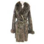 mare-laMARELLA мутон меховое пальто жакет длинный длина мех мех лоскутное шитье серый /JS женский 