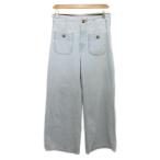 ショッピングzara ザラ ZARA デニムパンツ ジーンズ ジップフライ ワイドストレート 36 ライトブルー 1889/061/406 レディース
