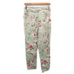 ショッピングzara ザラ ZARA スラックス パンツ スリム フラワープリント 花柄 総柄 S ライトグリーン 2654/159/330 レディース