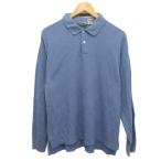  L e рубин nL.L.BEAN б/у одежда рубашка-поло вязаный Polo длинный рукав большой размер L синий голубой #MET2 мужской 