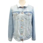 ショッピングforever21 フォーエバー21 FOREVER21 デニムジャケット Gジャン ブルゾン USED加工 切替 襟ボア M 青 ブルー 系 ■MET2 1021 レディース