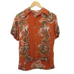 ネイティブハワイアン Native Hawaiians ヴィンテージ アロハシャツ 半袖 オレンジ 36 約S ■MET2 メンズ