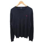 ポロ バイ ラルフローレン Polo by Ralph Lauren コットンニット セーター Vネック ポニー刺繍 PIMA COTTON L 紺 ネイビー ☆AA★