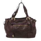 ショッピングビアジア フランチェスコビアジア FRANCESCO BIASIA トートバッグ ハンドバッグ ロゴチャーム レザー 皮革 バーガンディー 赤紫 ■YHS11 /TZ