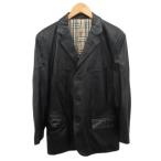 ショッピングブラックレーベル バーバリーブラックレーベル BURBERRY BLACK LABEL テーラードジャケット ブレザー レザーコート 羊革 ノバチェック 3B 黒 ブラック M メン