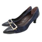 ショッピングピンヒール ダイアナ DIANA パンプス ポインテッドトゥ ピンヒール ハイヒール ゴールド金具 22.5cm 紺  ネイビー ■YHS9 レディース