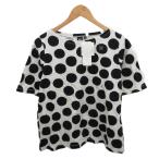 未使用品 ユニクロ UNIQLO × マリメッコ marimekko タグ付き Tシャツ 半袖 ドット柄 M 白 ホワイト 黒 ブラック ■YHS15 レディース