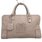 ロエベ LOEWE アマソナ36 アナグラム ハンドバッグ レザー 皮革 シルバー金具 グレージュ レディース