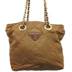 プラダ PRADA ショルダーバッグ チェーン キルティング 三角ロゴ ロゴプレート ゴールド金具 ライトブラウン ☆AA★ レディース