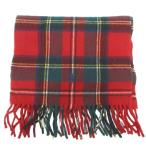 ポロ ラルフローレン POLO RALPH LAUREN 美品 マフラー ポニー刺? チェック柄 フリンジ 赤 レッド メンズ レディース