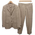 ショッピングプラダ プラダ 2010年製 リネンスーツ セットアップ テーラードジャケット スラックス シングル 3B ストレート 麻 リネン 44R ベージュ