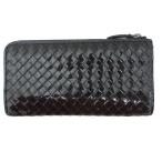 ボッテガヴェネタ BOTTEGA VENETA イントレチャート 長財布 ウォレット 小銭入れ有 L字ジップ パテントレザー 黒 ブラック  メンズ